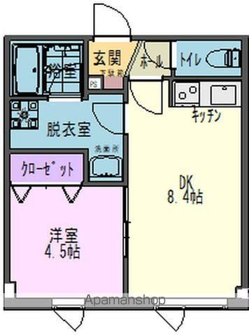 カノン北上(1DK/1階)の間取り写真