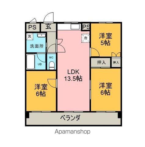 カーリッジハイツ(3LDK/3階)の間取り写真