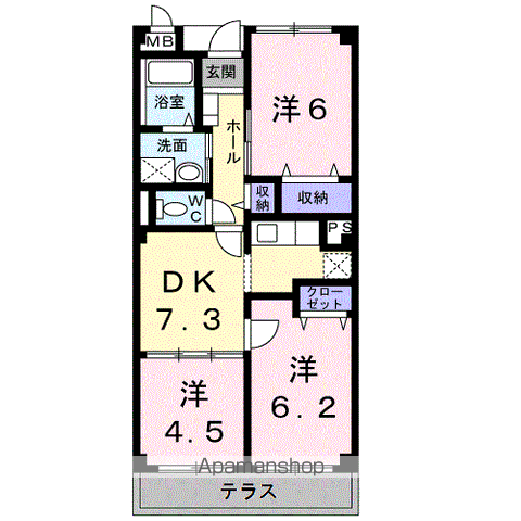 メゾンソレアードⅡ(3DK/1階)の間取り写真