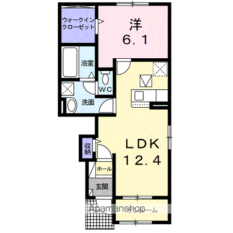 プリマステラ Ⅱ(1LDK/1階)の間取り写真