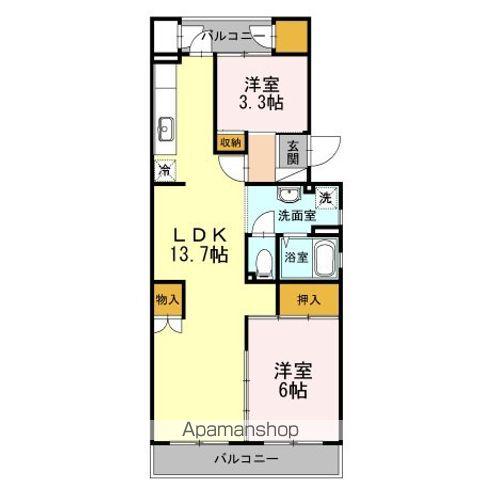 有馬持田マンション(2LDK/1階)の間取り写真