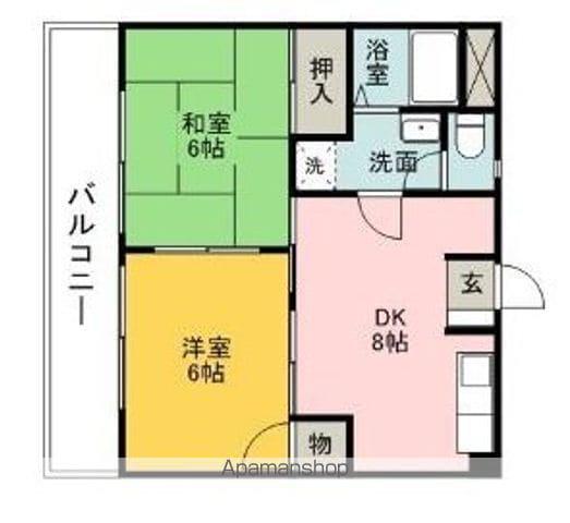 サザンキャッスル大野(2DK/4階)の間取り写真