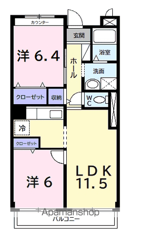 ガーデンプレイスⅡ(2LDK/1階)の間取り写真