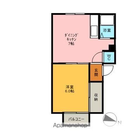 桜ハイツ(1DK/2階)の間取り写真