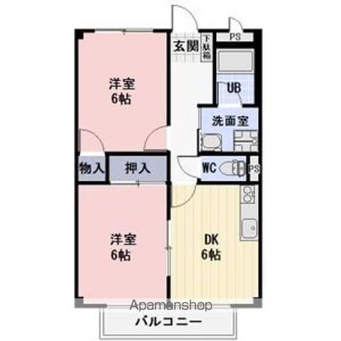 SURPLUS TWOアップル(2DK/2階)の間取り写真