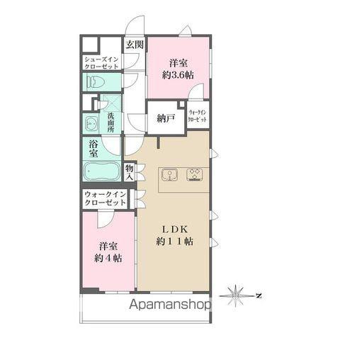 LA PERLA JIYUGAOKAⅡ(2LDK/1階)の間取り写真