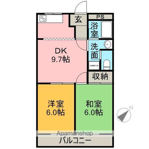 メゾンノーブル(2DK/2階)の間取り写真