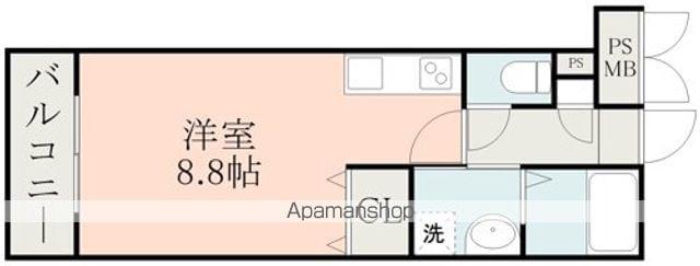 PLUS(ワンルーム/2階)の間取り写真