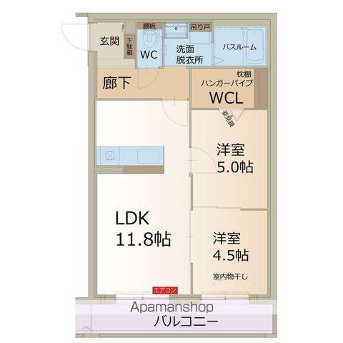 カルムコート(2LDK/1階)の間取り写真