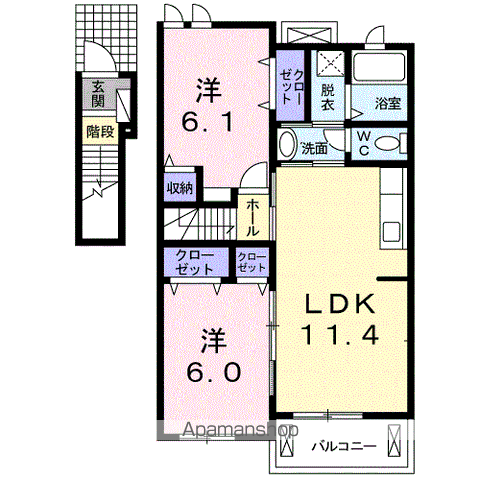 セレーノ(2LDK/2階)の間取り写真