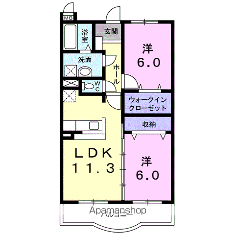 ポラリス(2LDK/1階)の間取り写真