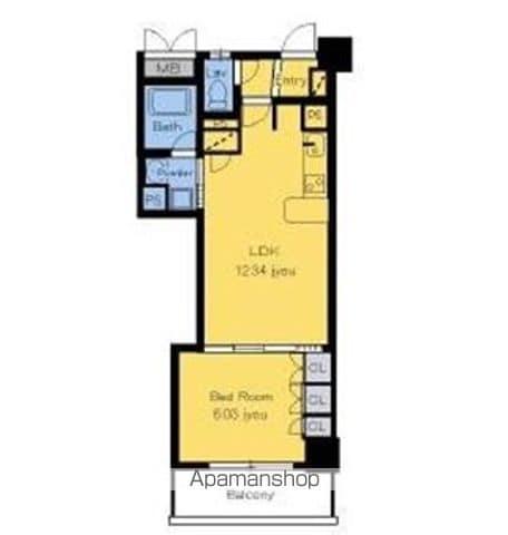 静岡馬渕エンブルコート(1LDK/5階)の間取り写真