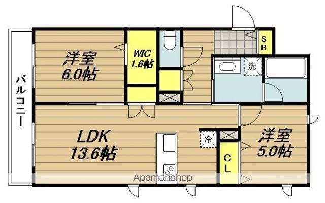 メゾンテール(2LDK/2階)の間取り写真