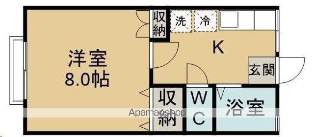 キャステール向山(1K/1階)の間取り写真