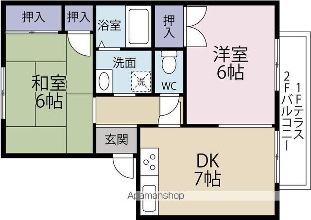 ヴィラージュ堀川A・B棟(2DK/1階)の間取り写真