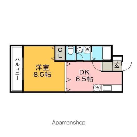 クラウンⅤ(1DK/4階)の間取り写真