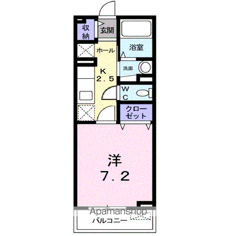 リベラシオンⅢB(1K/2階)の間取り写真