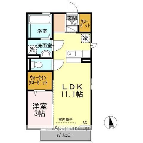 ルナラパンA棟(1LDK/2階)の間取り写真