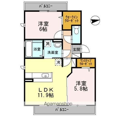 ガーデンコート金岡 C棟(2LDK/3階)の間取り写真