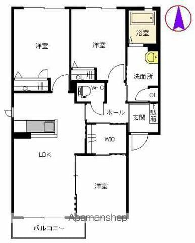 シュトラール B棟(3LDK/2階)の間取り写真