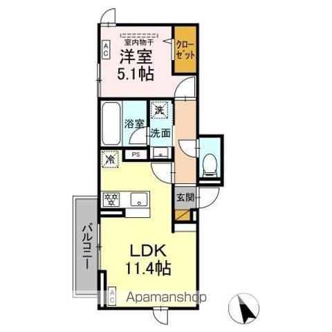 D-ROOM幕張町5丁目PJ(1LDK/2階)の間取り写真