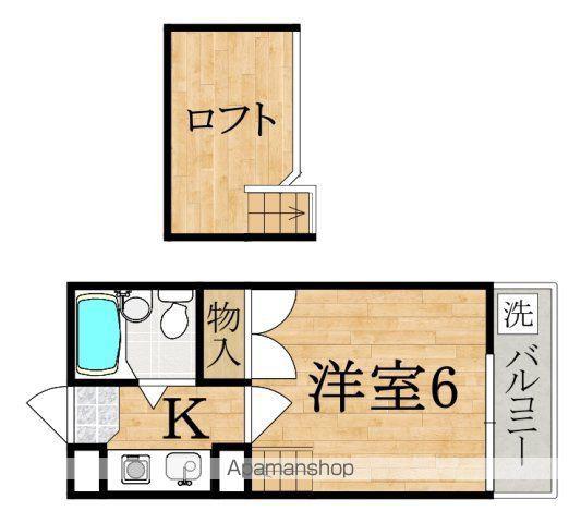 シティパレス生駒谷田町P-2(1K/2階)の間取り写真