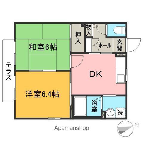 グランベール新町B(2DK/1階)の間取り写真