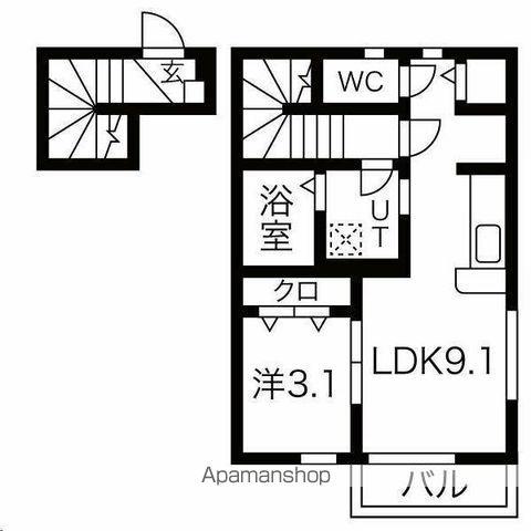 FOLUNAⅠ(1LDK/2階)の間取り写真