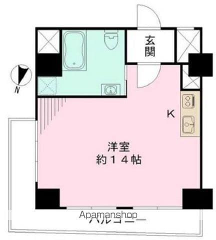 松涛パークハウス(ワンルーム/6階)の間取り写真