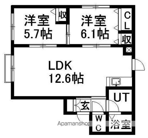 セレッソ栄通Ⅰ(2LDK/1階)の間取り写真