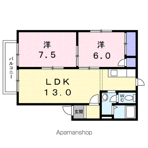 フレグランス大内(2LDK/2階)の間取り写真