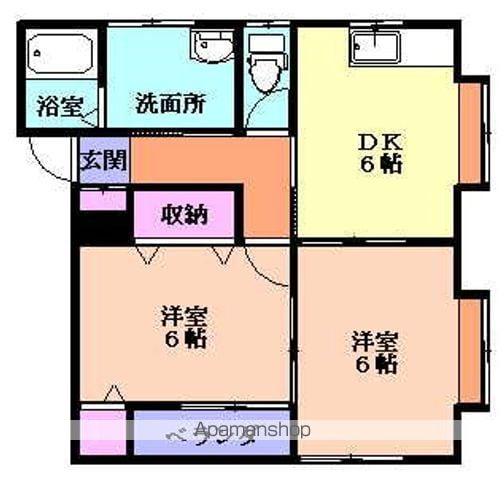 スモールタウントークC棟(2DK/2階)の間取り写真