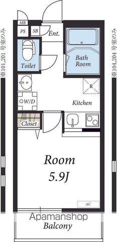 リブリ・プランドール幕張(1K/2階)の間取り写真