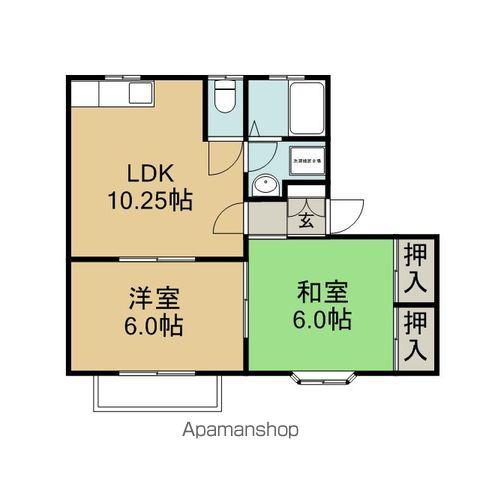 カルティエⅡ(2LDK/1階)の間取り写真