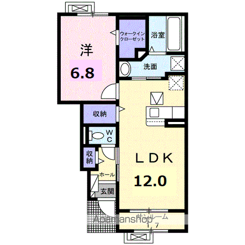 ドミール武生(1LDK/1階)の間取り写真
