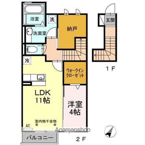 ロードサイド葵 B(1LDK/2階)の間取り写真