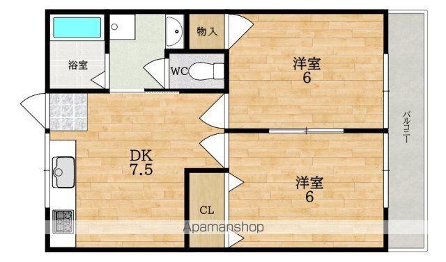 クランツベルク(2DK/1階)の間取り写真