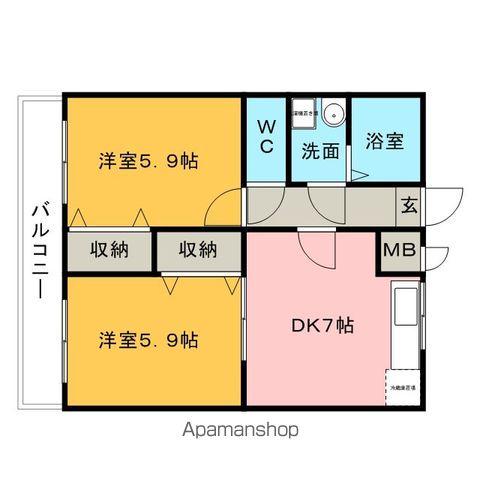 アムールハイツ(2DK/2階)の間取り写真