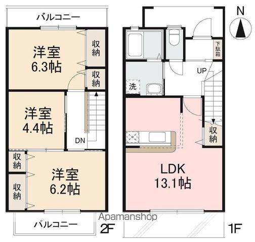 ミュージアタウン木太A・B・C・D・E・F(3LDK/1階)の間取り写真