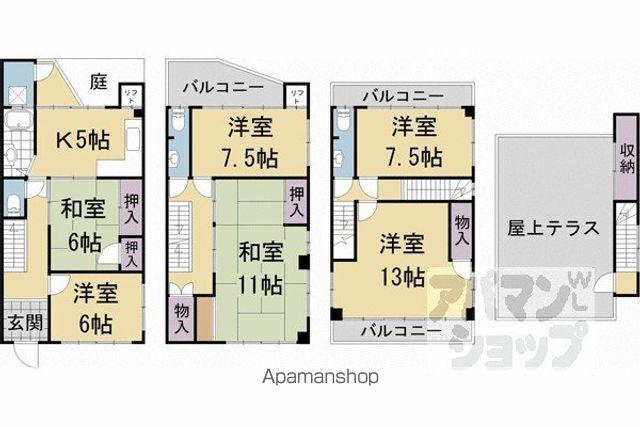 京阪電気鉄道鴨東線 出町柳駅 徒歩9分 4階建 築50年(6DK)の間取り写真