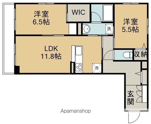 リアン・シャテーニュ(2LDK/2階)の間取り写真