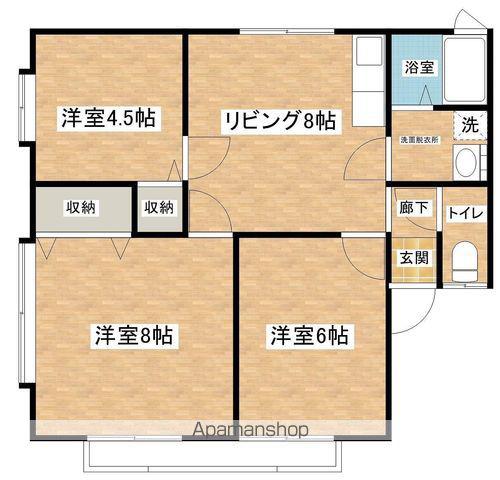リバーフロント(3DK/1階)の間取り写真