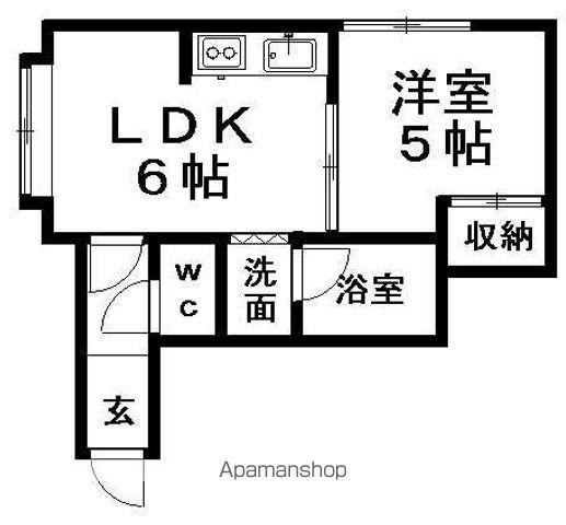 グリーンパーク月寒(1DK/2階)の間取り写真