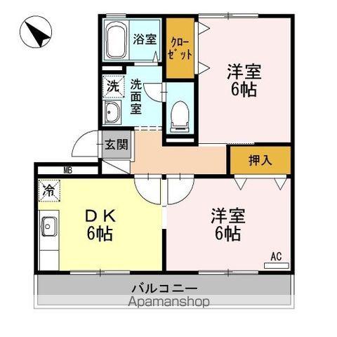 コウジィーコート前川(2DK/3階)の間取り写真