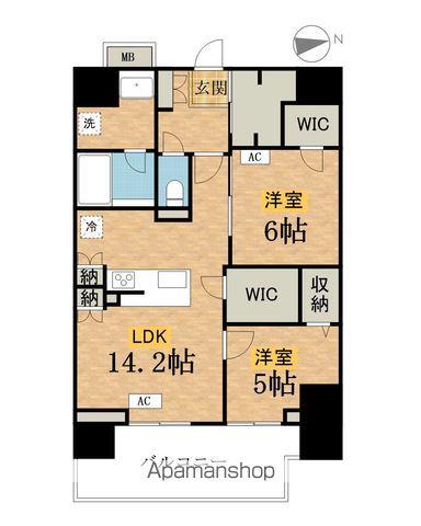 ラグゼナ八王子寺町(2LDK/5階)の間取り写真