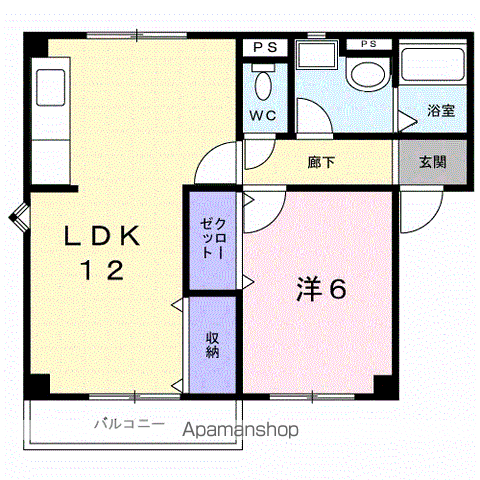 プラドール茜Ⅱ(1LDK/2階)の間取り写真