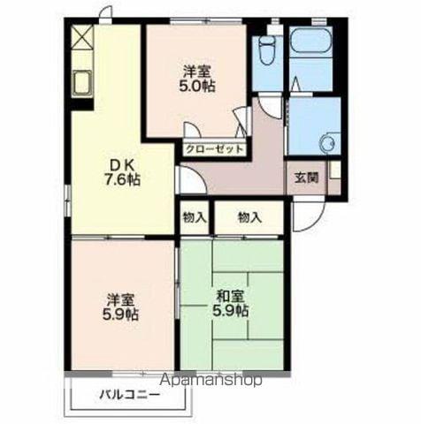 ディアスあんず(3DK/1階)の間取り写真