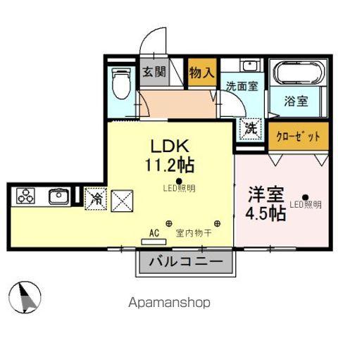 ソレイユ町屋(1LDK/1階)の間取り写真