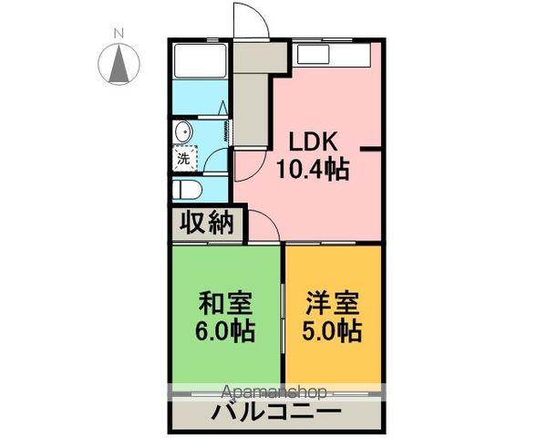 元町ハウスやかた(2LDK/2階)の間取り写真