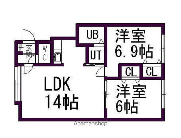 アファームド南平岸(2LDK/2階)の間取り写真